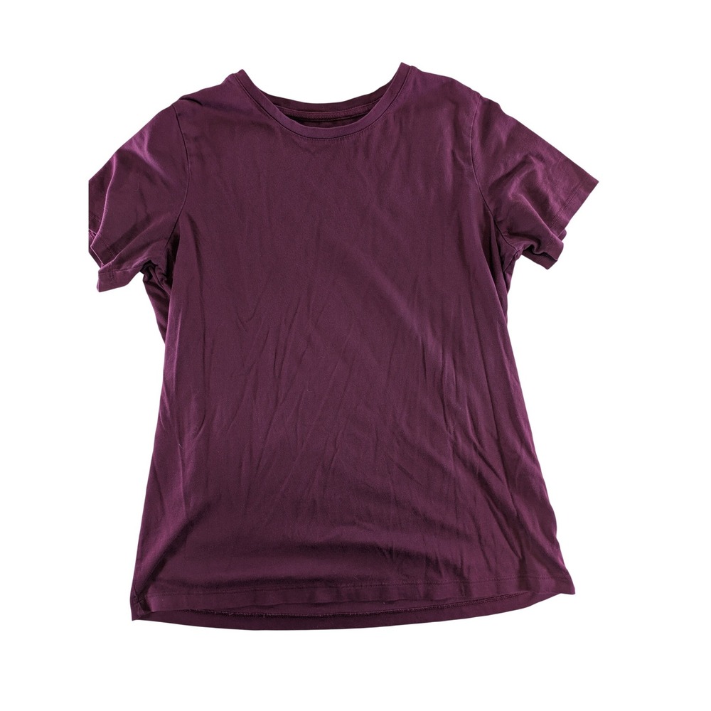 Lands' End Womens Small Burgundy 100% Supima Cotton Relaxed Fit Short Sleeve Tee